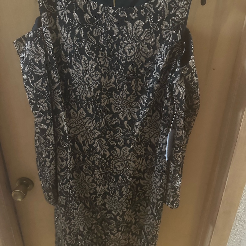 Eliza J Metallic Floral Long Sleeve Dress